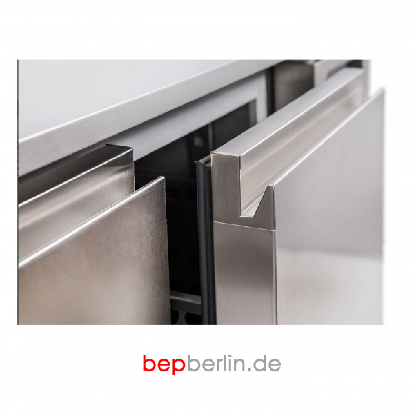 1.200 x 600 x 590 mm, Unterbaukühltisch 2 Schubladen, -2 / +8 °C, Abnehmbare Arbeitsplatte